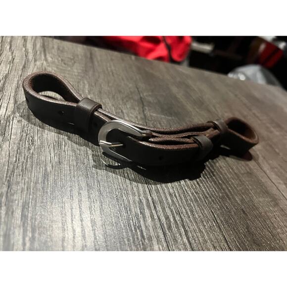 Western curb strap for bridle brown leather - Picture 4 of 4